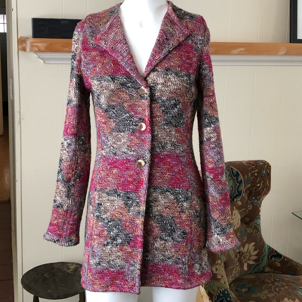 Sweater coat Talbots multi colored knit